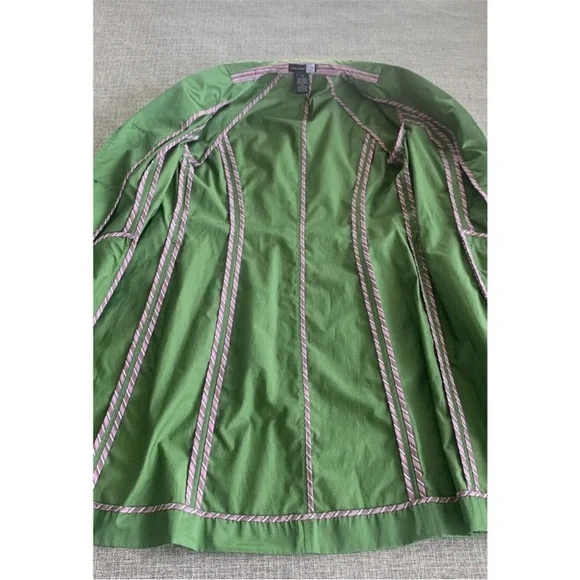 Saks Fifth Avenue Trench Coat Jacket Womens Size 14/XL Metallic Green $400 - Picture 13 of 15